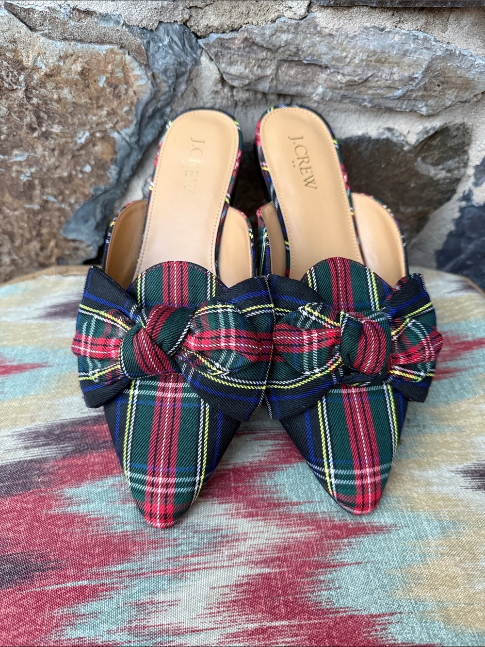 J. Crew Tartan slip-on mules size 7.5